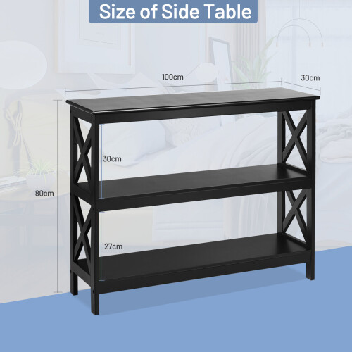 Costway Industrial Console Rustic Sofa End Table Bookshelf Narrow Accent Table 2