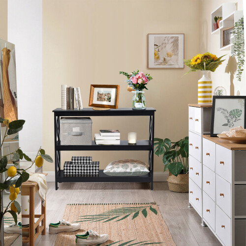 Costway Industrial Console Rustic Sofa End Table Bookshelf Narrow Accent Table 1