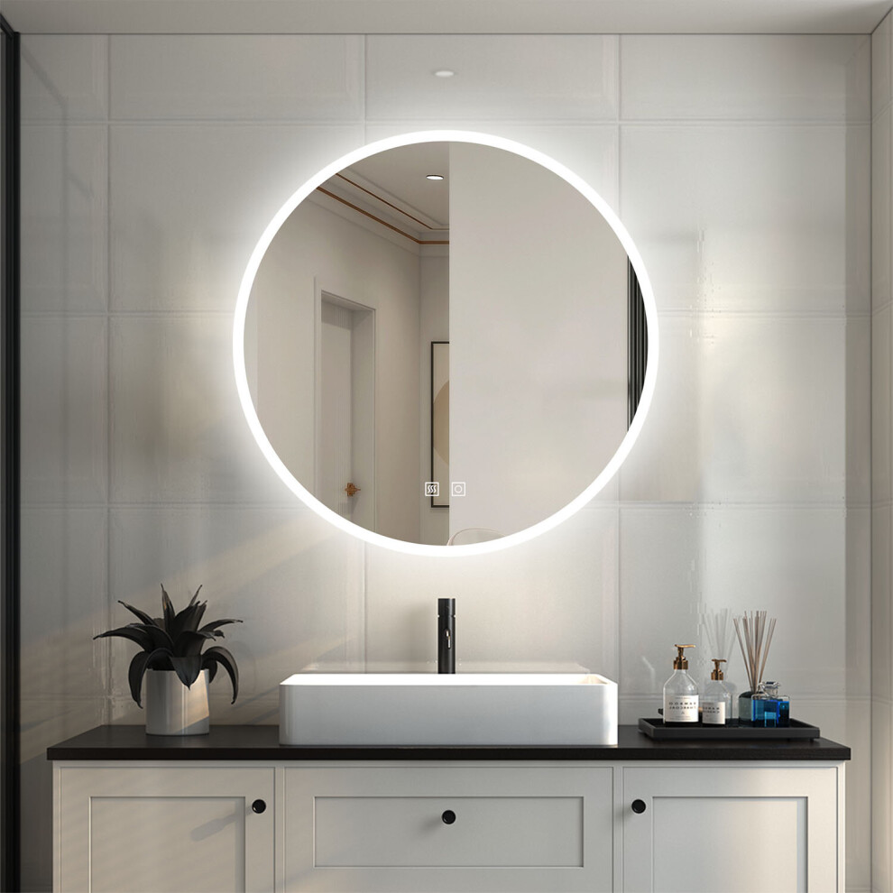 Bathroom mirror with 2 LED lights, demister pad