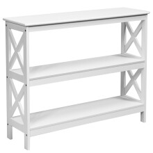 Industrial Console Rustic Sofa End Table Bookshelf Narrow Accent Table