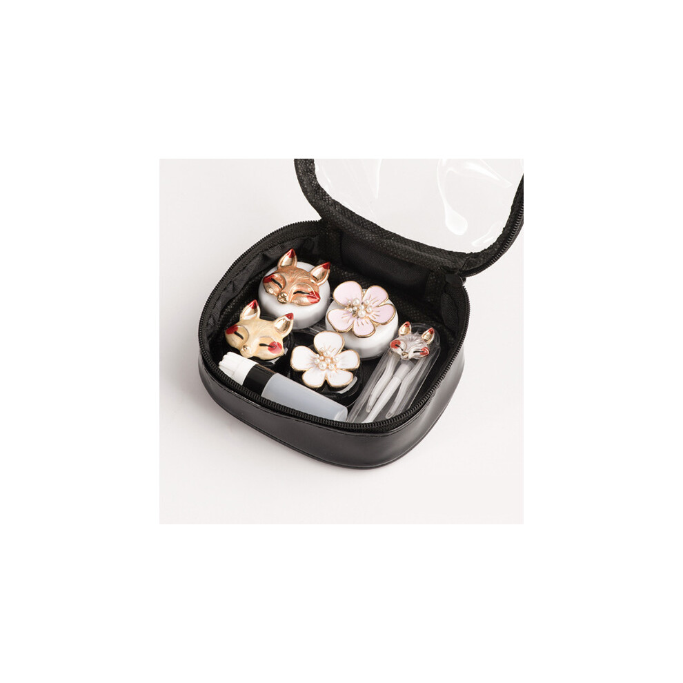 (fox) Contact lens case female cute personality portable