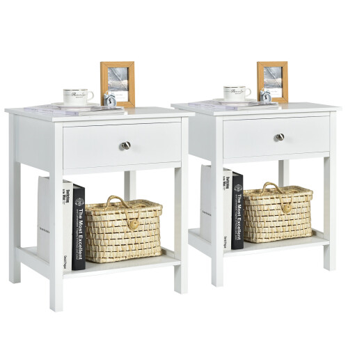 Costway 2-Tier Bedside Sofa Table Nightstand Modern Simple Style Side Table