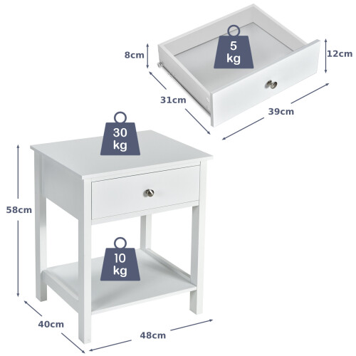 Costway 2-Tier Bedside Sofa Table Nightstand Modern Simple Style Side Table 2