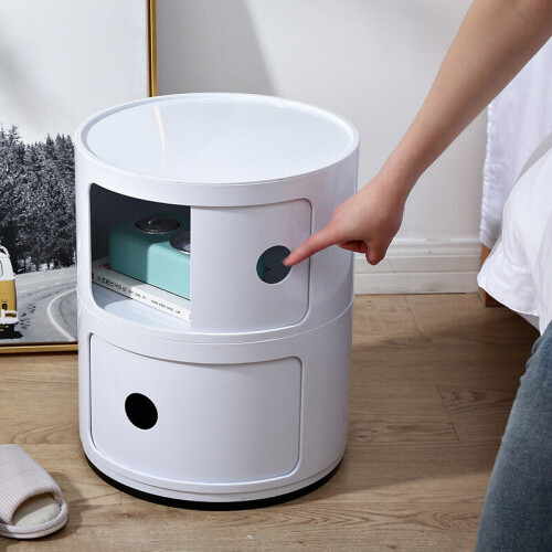 Living And Home (White) Cylindrical Multi-Tiered Plastic Storage Drawer Unit 1