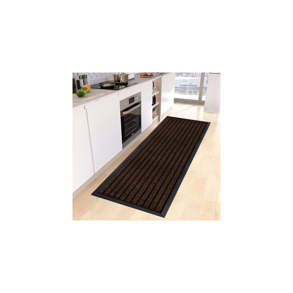 (Brown, 40X60 CM) Non Slip Rubber Mat Door Mats Indoor Outdoor