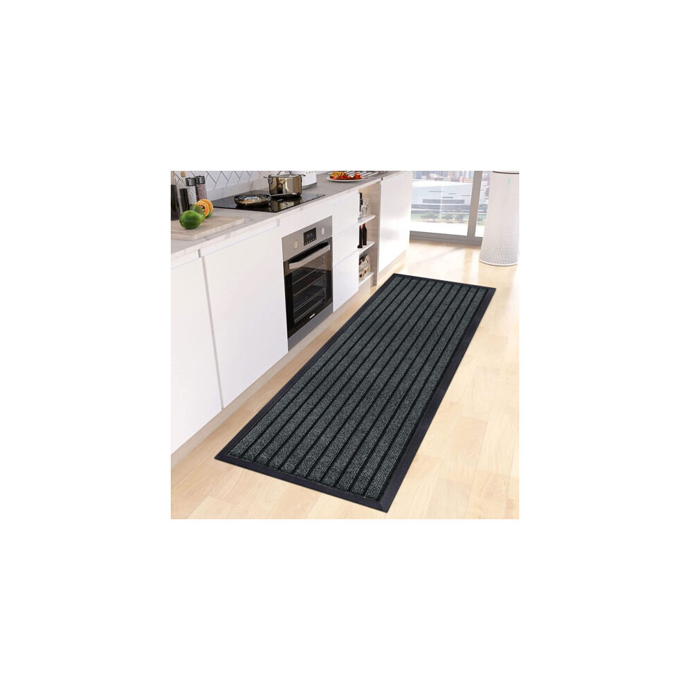 (Grey, 60X90 CM) Non Slip Rubber Mat Door Mats Indoor Outdoor Hallway Kitchen Runner Heavy Duty Dirt Trapper