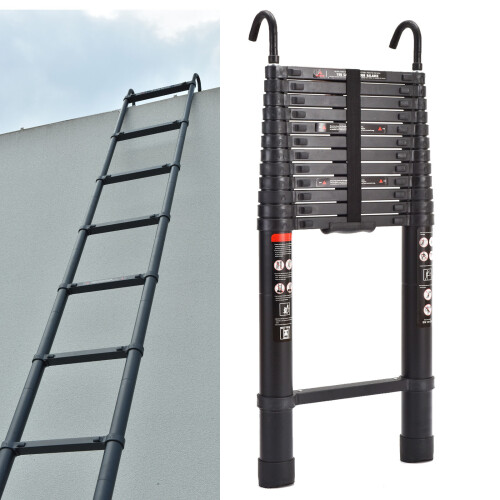 5M (16.5FT) Telescoping Aluminum Ladder With Detachable Hook - Heavy Duty Extendable Folding Ladder