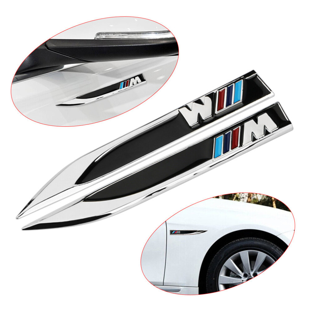 For Bmw M Sport Emblem Gloss Fender Badge Sticker Side Wing Pair All Bmw Models Black