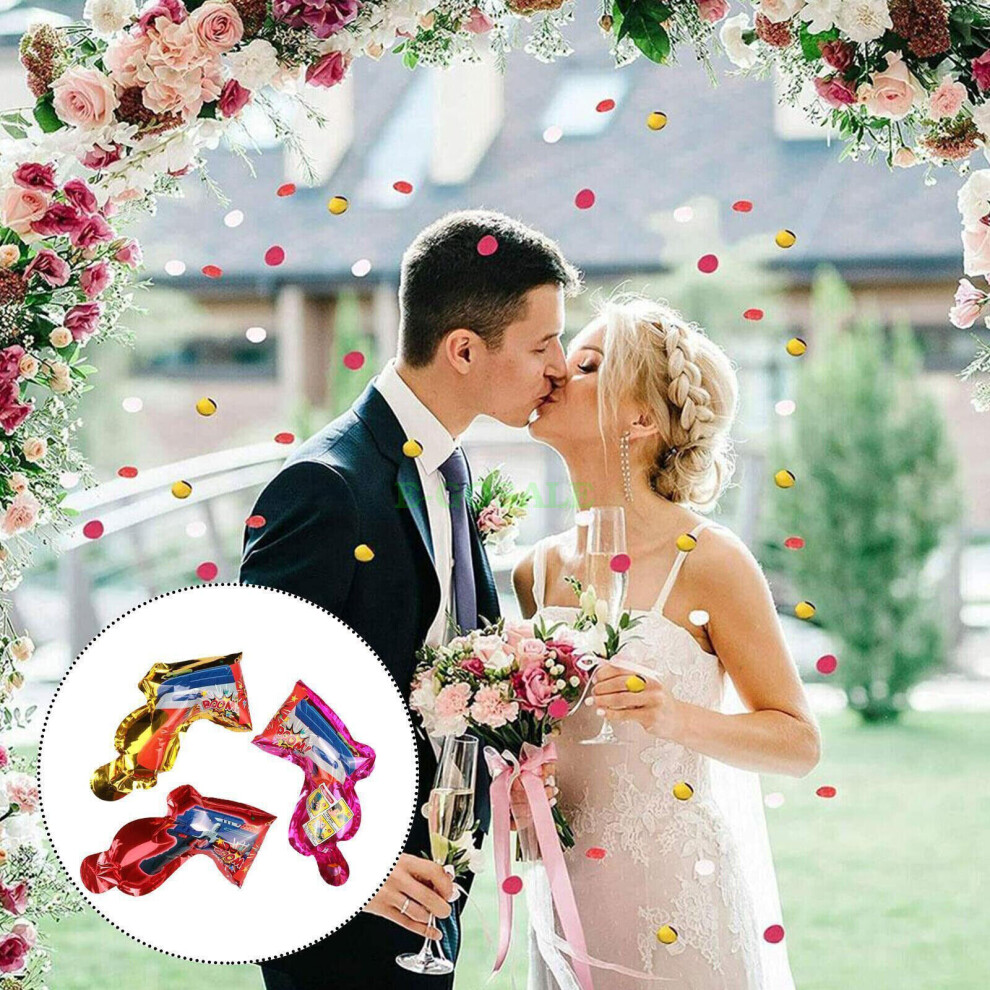 50Pcs Confetti Cannon Handheld Inflatable Fireworks Gun Sparkle Sequin Wedding