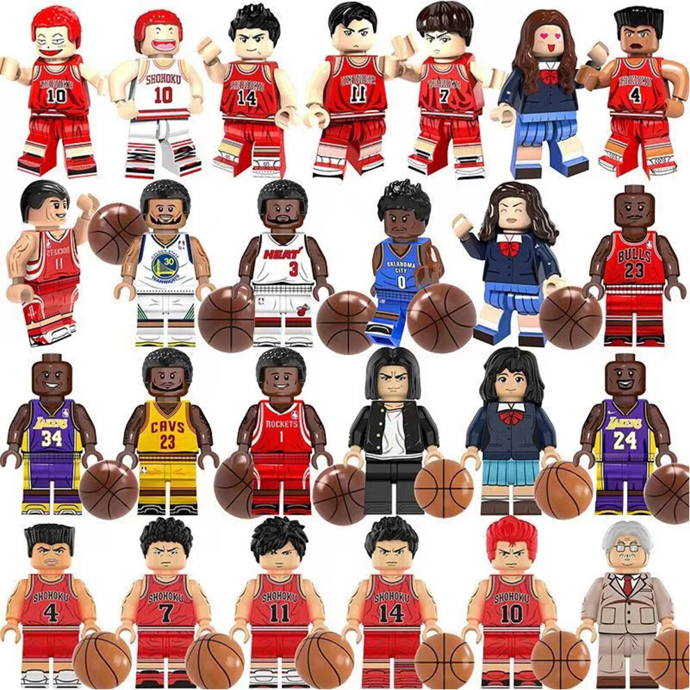 25Pcs Basketball Star Kobe James Curry Mini Building Blocks Toy Fit Lego