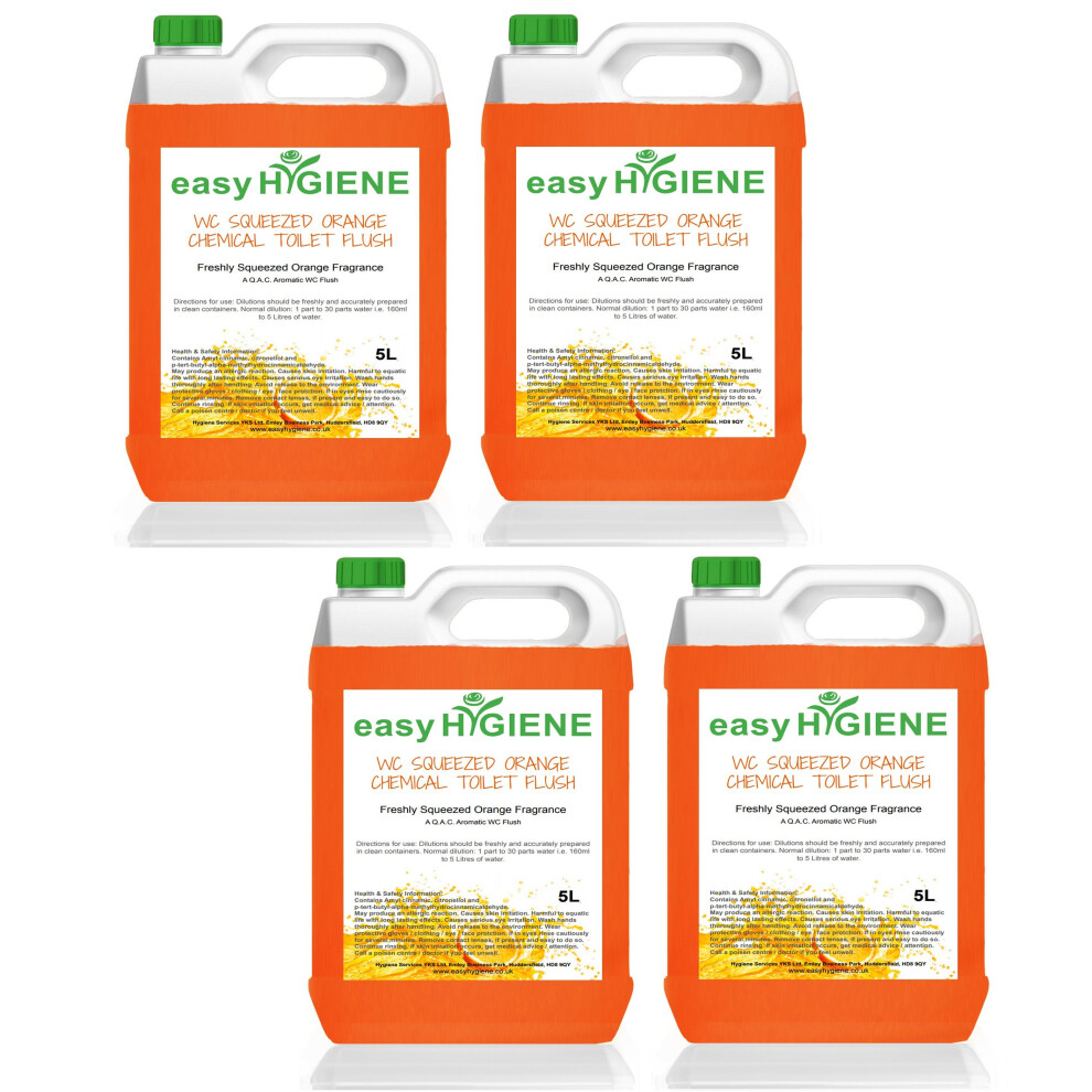 SQUEEZED ORANGE FLUSH 20L CHEMICAL TOILET fluid Cleaner Portable ORANGE rinse 4x