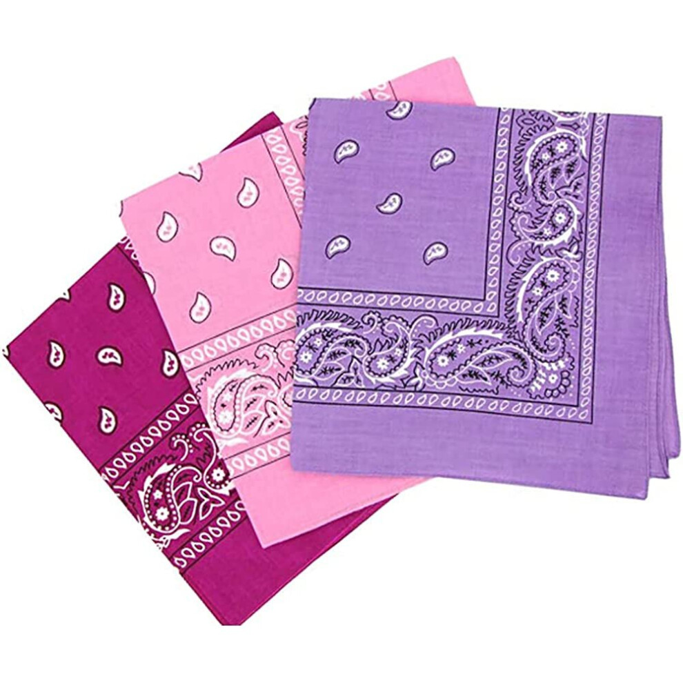 KAV 55x55cm Set of 3 Bandanas face mask Assorted Paisley Bandana - Head Wrap Scarf Wristband for Outdoor Sports, Hiking, Cycling-image-OPC-PBBRC95-NEW