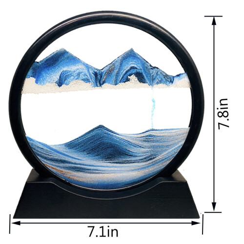 24'' Moving Sand Art Decor, 360° Rotating 3D Sand Painting Wall Art Mounted Glass Crafts 3D Deep Sea Sandscape Sand Art Liquid Motion Flowing Sand Gift Relaxing Mood For Home Office Decoration