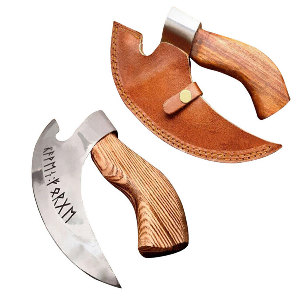 (Cutting Axes + Holster) Handmad Pizza Cutting Hatchet Stainless Stee Tomahawk Kitchen Tools Hunting Axe