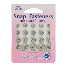 Assorted Sew-on Snaps, 20 Sets (6/7/9/11mm) Nickel Finish - Rustproof, Easy Attachment, Central Alignment Holes (H420.99)