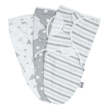(Grey Wrap Pack of 3) Quilted Baby Sleeping Bag & New Born Baby Wrap Pack of 3