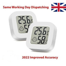 Weißes automatisches Raumthermometer mit mehreren Montagemöglichkeiten und LCD-Display