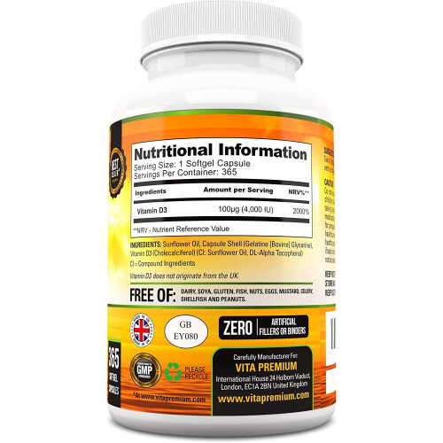Vitamin D 4,000 IU, Maximum Strength Vitamin D3 Supplement 2