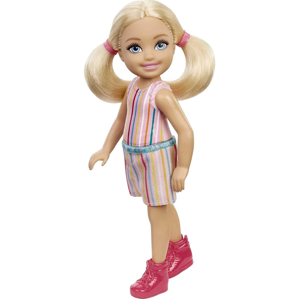 Mattel Barbie Chelsea And Friends Doll With Striped Pink Dress Gxt38