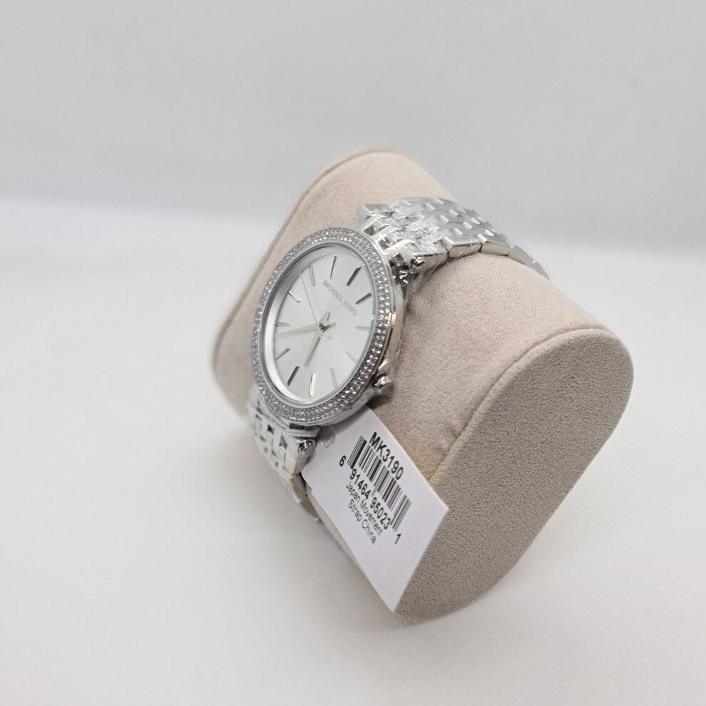 Michael Kors MK3190 Luxury Silver Pave Bezel Ladies Wrist Watch 39mm