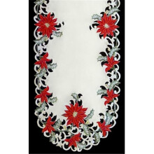 H7795 Red Poinsettia Round Doily, 24 in.