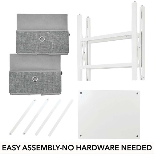 AAMEN 2-Drawer Fabric Storage Chest for Bedroom, (Grey & White) 1