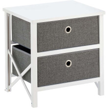 AAMEN 2-Drawer Fabric Storage Chest for Bedroom, (Grey & White)