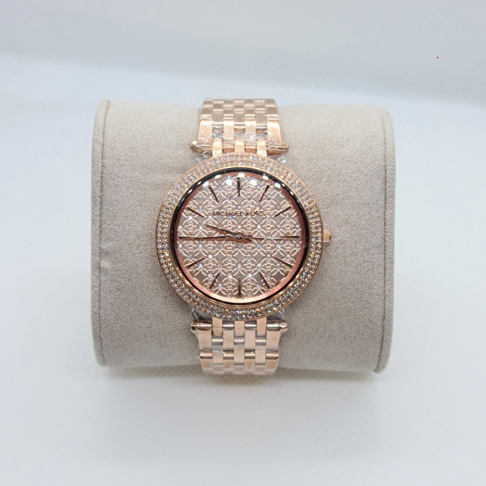 Michael Kors MK3399 Rose Gold Crystal Bezel Ladies Womens Watch 39mm
