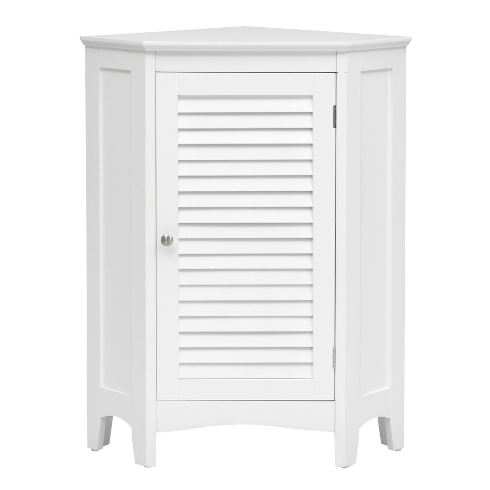 White Corner Shutter Door Cabinet Free-Standing Corner Storage Cabinet