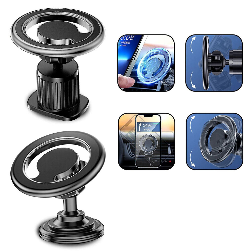 (, Dual-Purpose Type) Magnetic Car Phone Holder 360 Degree Rotation Cell Phone Mount With Magsafe Silver 768619235519
