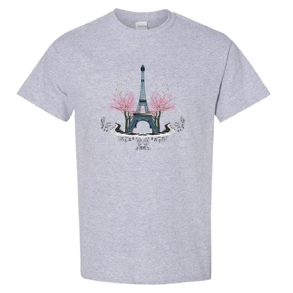 (Sport Grey, 4XL) Eiffel Tower Paris France Europe Romantic City Art Men T Shirt Tee Top