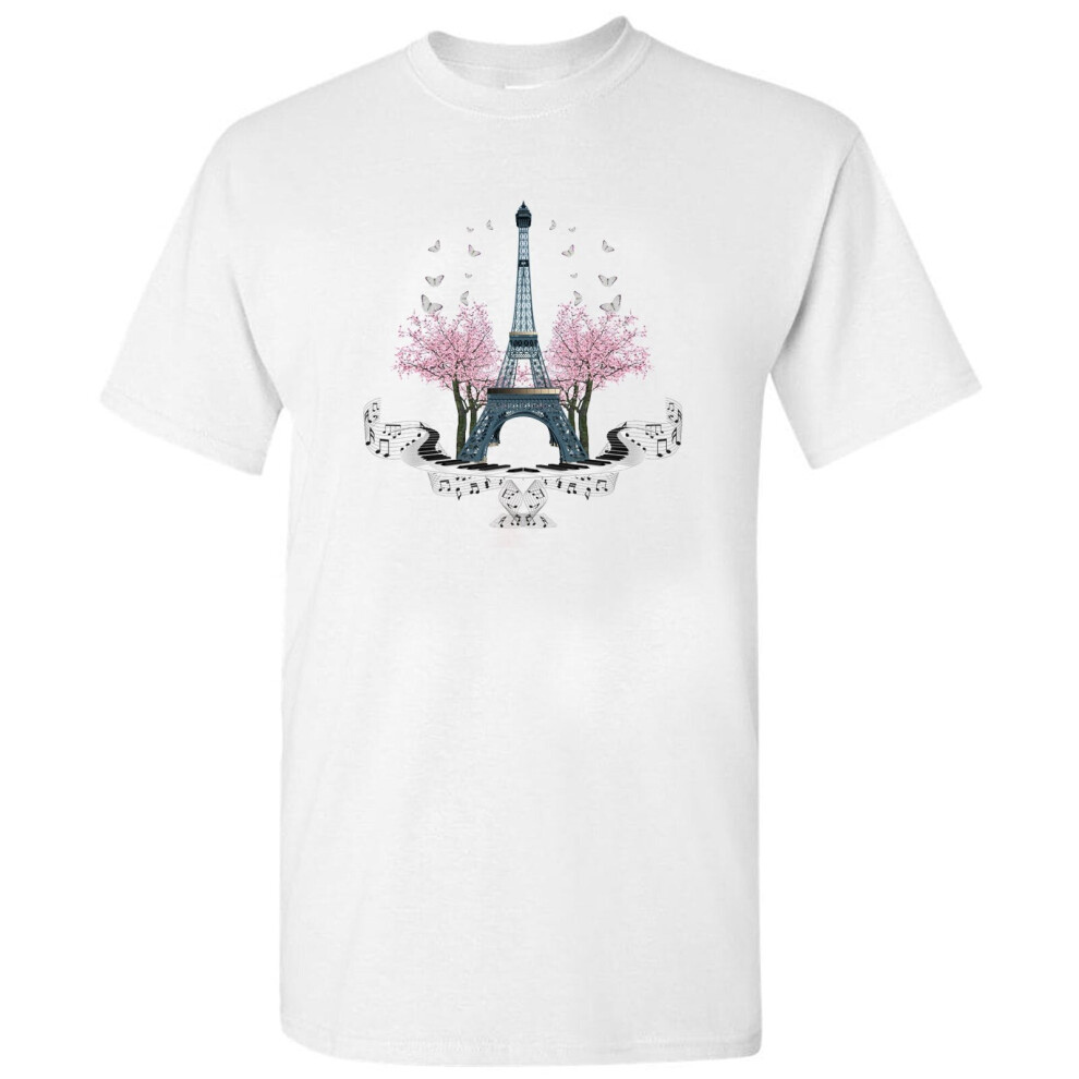Gildan (, L) Eiffel Tower Paris France Europe Romantic City Art Men T Shirt Tee Top White