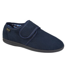 (UK 6) Sleepers Mens Johnny Microfibre Memory Foam Touch Fastening Slippers Navy