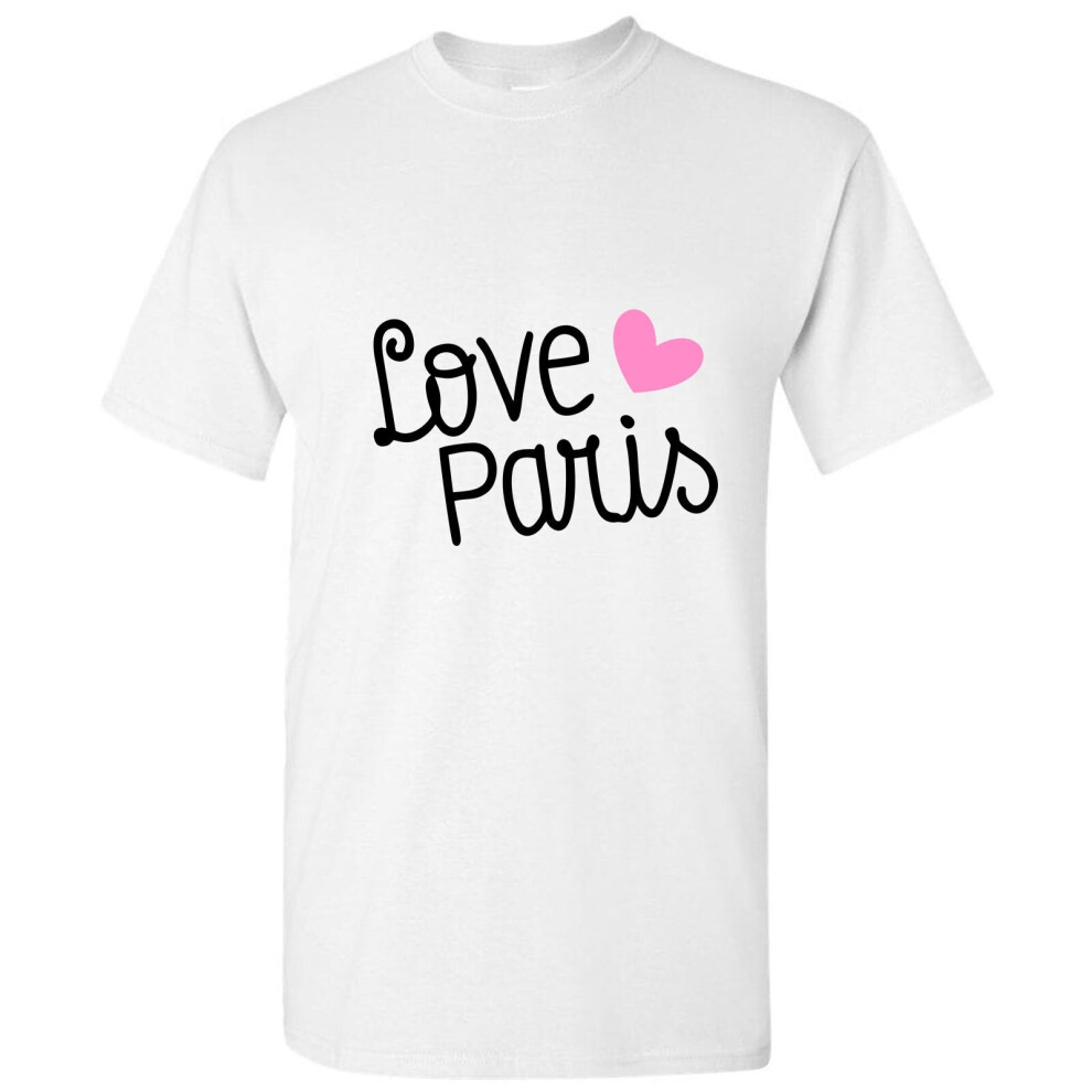 (White, S) I Love Paris France City of Romance Lights Gift Men T Shirt Tee Top