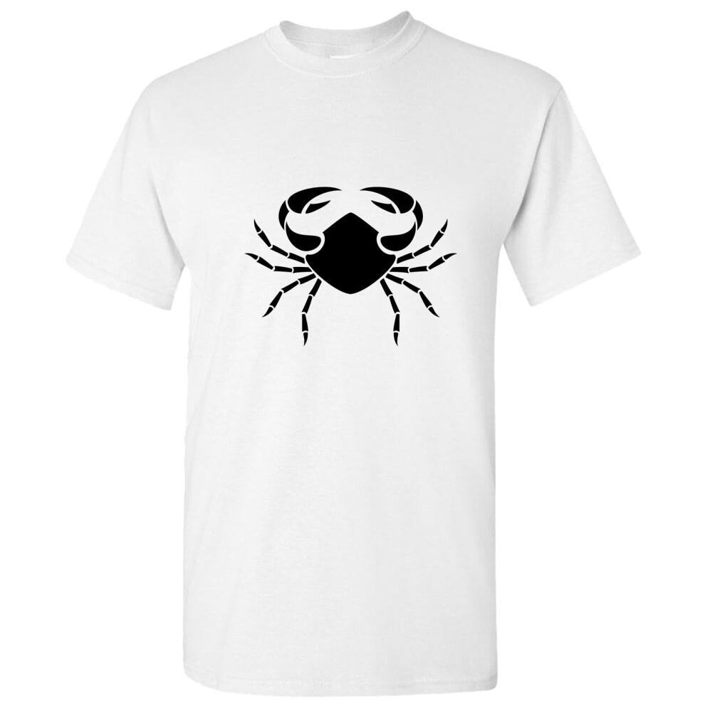 (White, S) Cancer Crab Zodiac Horoscope Astrological Symbol Sign Men T Shirt Tee Top