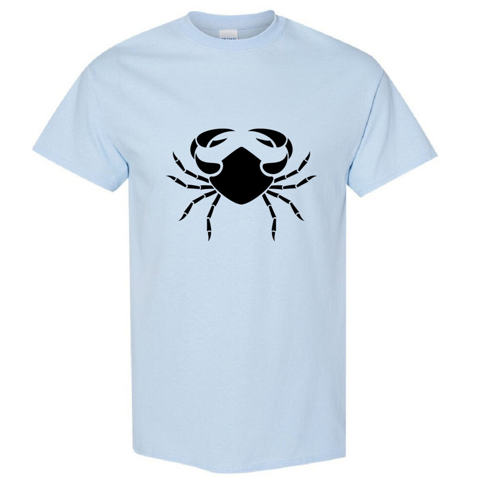 (Light Blue, L) Cancer Crab Zodiac Horoscope Astrological Symbol Sign Men T Shirt Tee Top