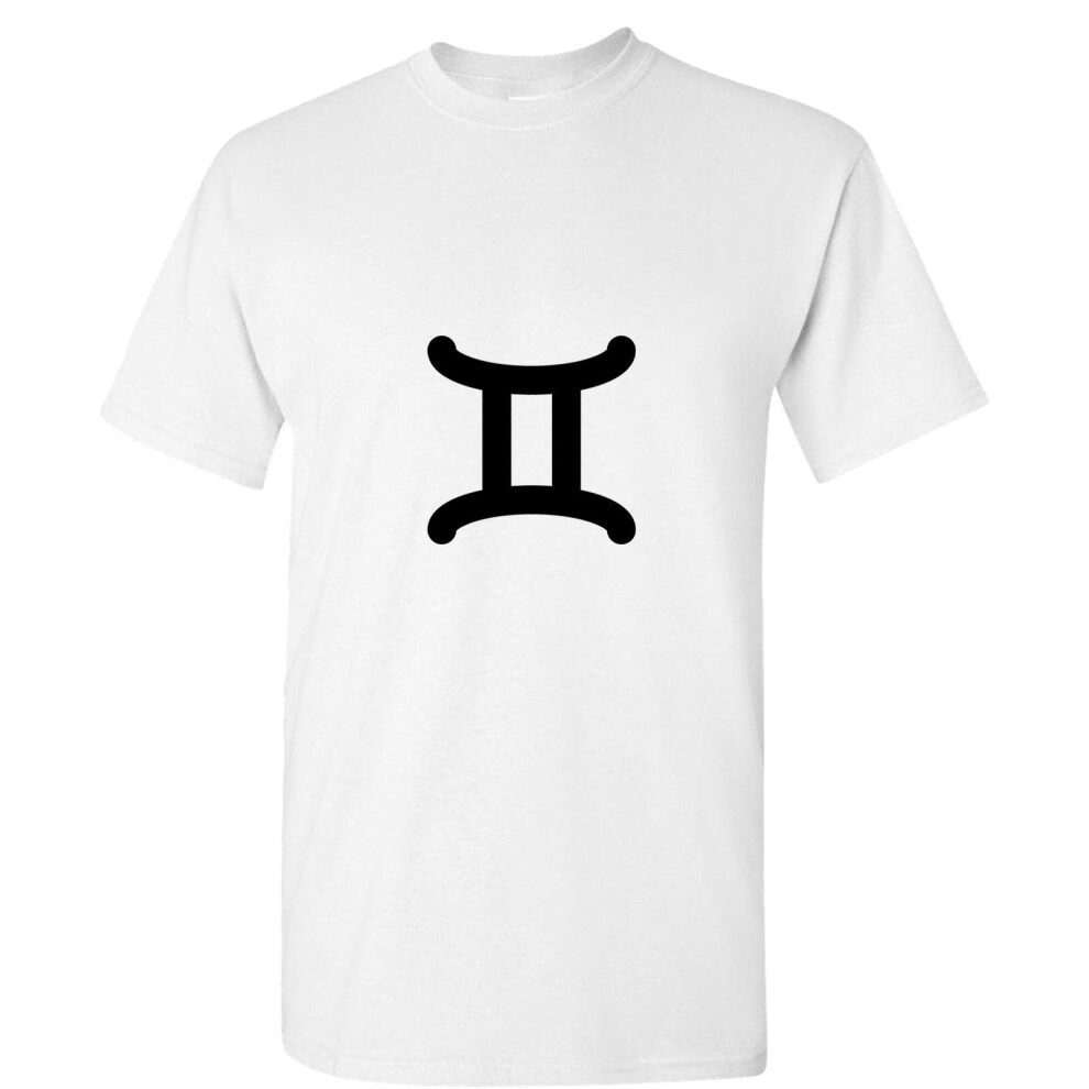 (White, XL) Gemini 2 Zodiac Horoscope Astrological Symbol Sign Men T Shirt Tee Top