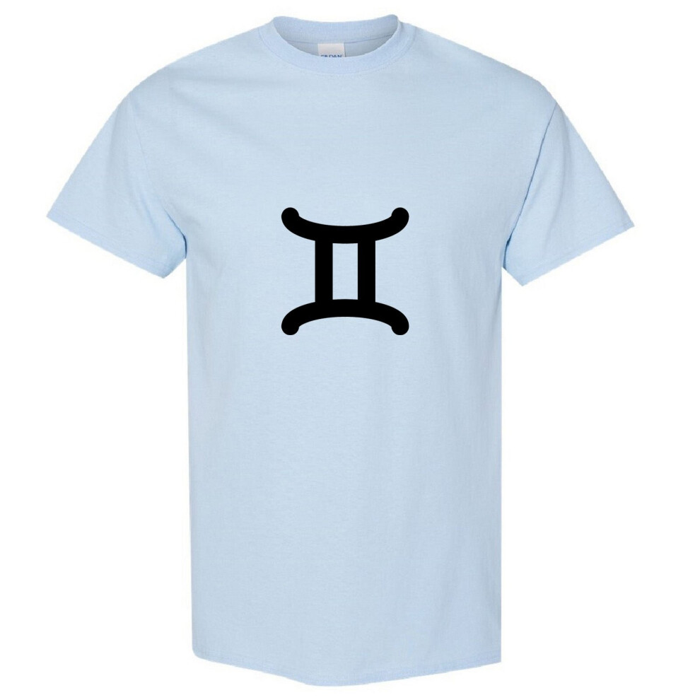 (Light Blue, L) Gemini 2 Zodiac Horoscope Astrological Symbol Sign Men T Shirt Tee Top