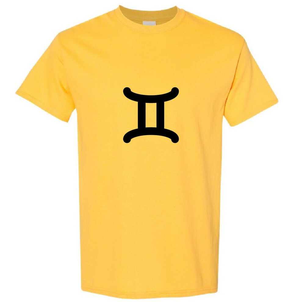 (Yellow, L) Gemini 2 Zodiac Horoscope Astrological Symbol Sign Men T Shirt Tee Top