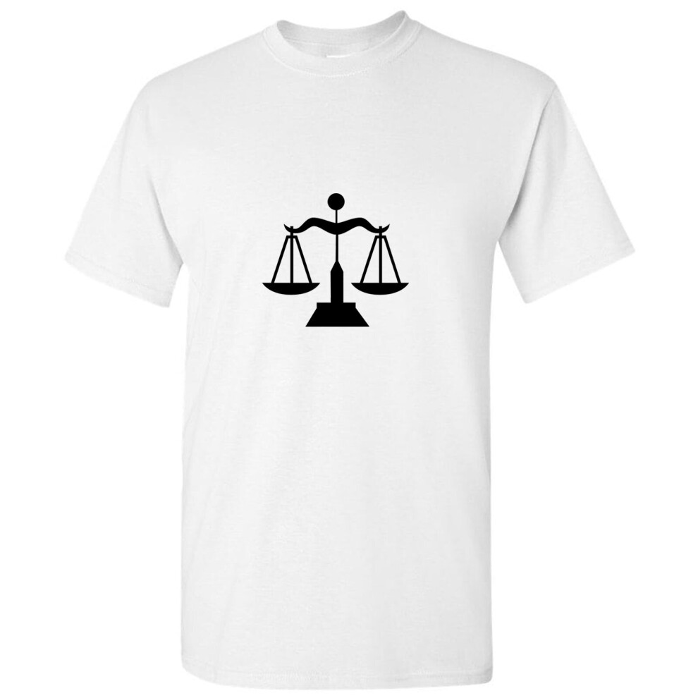 (White, S) Libra Zodiac Horoscope Astrological Symbol Sign Men T Shirt Tee Top