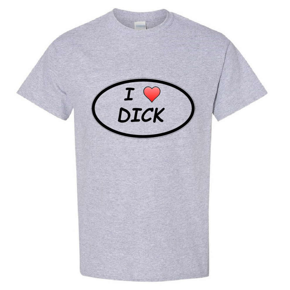 (Sport Grey, 3XL) I love Dick Penis Sex Funny Comedy Joke Rude Sign Men T Shirt Tee Top