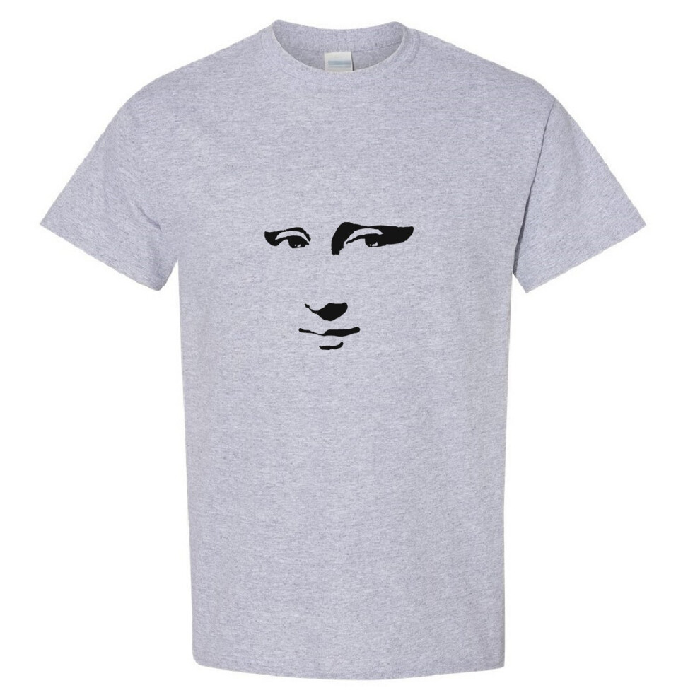 (Sport Grey, M) Mona Lisa Smile Face Painting Leonardo da Vinci Men T Shirt Tee Top