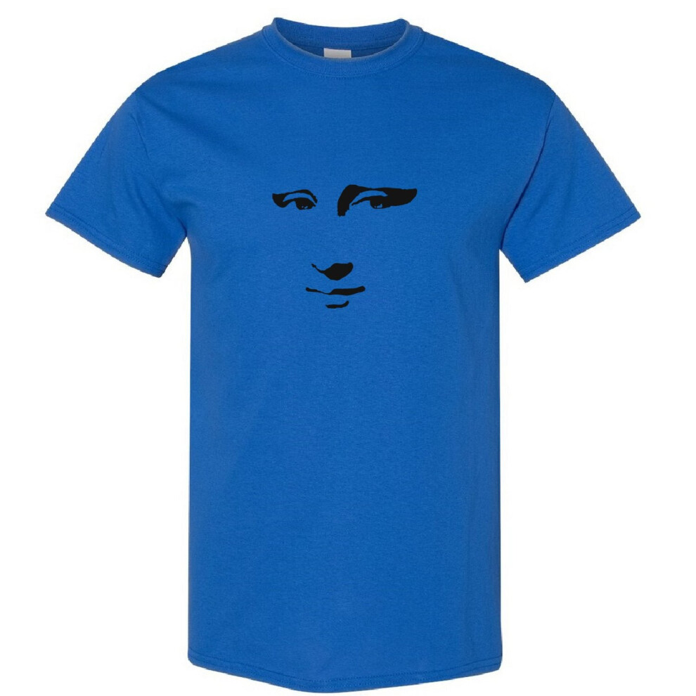 (Royal, S) Mona Lisa Smile Face Painting Leonardo da Vinci Men T Shirt Tee Top