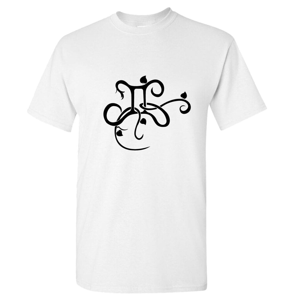 (White, L) Gemini Caligraphy Zodiac Horoscope Astrological Symbol Sign Men T Shirt Tee Top