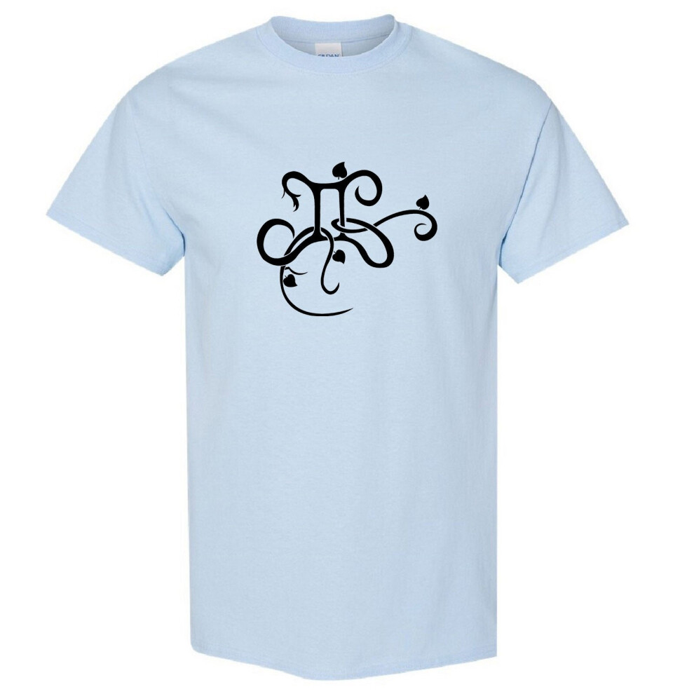 (Light Blue, 2XL) Gemini Caligraphy Zodiac Horoscope Astrological Symbol Sign Men T Shirt Tee Top