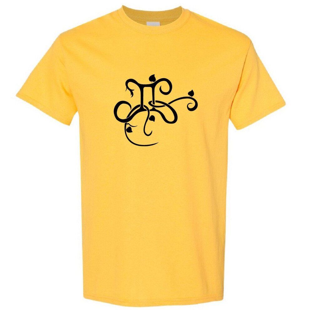 (Yellow, XL) Gemini Caligraphy Zodiac Horoscope Astrological Symbol Sign Men T Shirt Tee Top