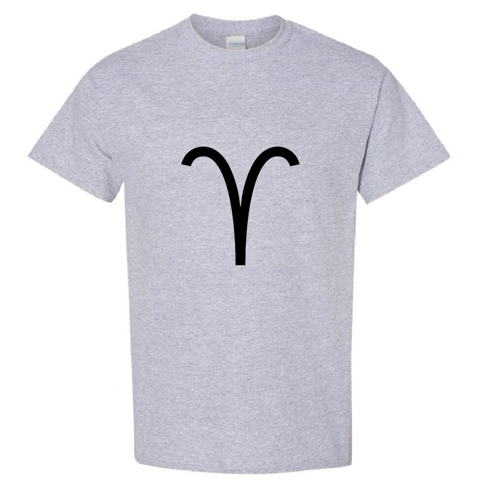 (Sport Grey, M) Aries Zodiac Horoscope Astrological Symbol Sign Men T Shirt Tee Top