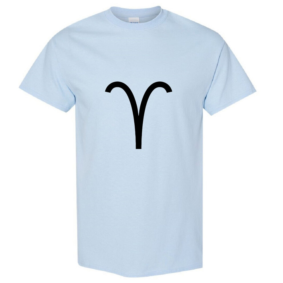 (Light Blue, S) Aries Zodiac Horoscope Astrological Symbol Sign Men T Shirt Tee Top