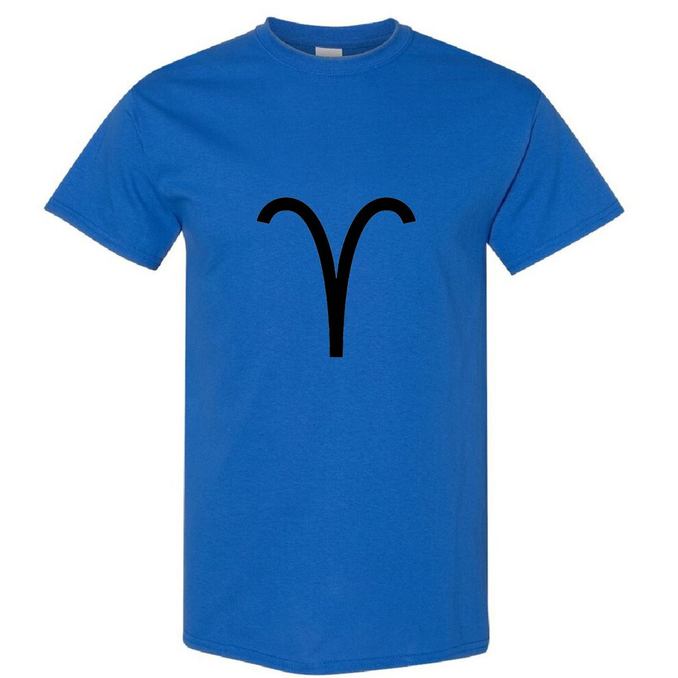 (Royal, L) Aries Zodiac Horoscope Astrological Symbol Sign Men T Shirt Tee Top