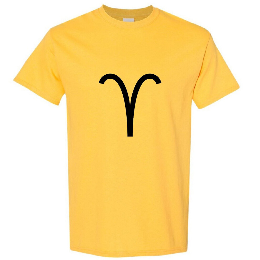 (Yellow, L) Aries Zodiac Horoscope Astrological Symbol Sign Men T Shirt Tee Top